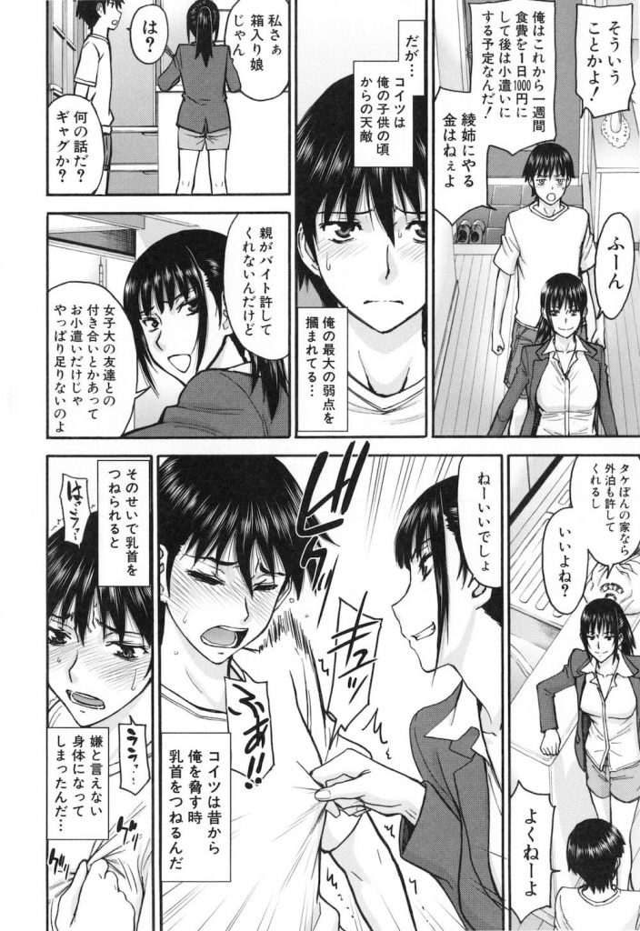 【従姉妹エロ漫画】女子大生の従姉妹が7日間、3万円でSEXヤリ放題を提示して来た!即交渉締結!裸エプロンで興奮して風呂にはいいてたら水着で手コキしてくれた!【いのまる】