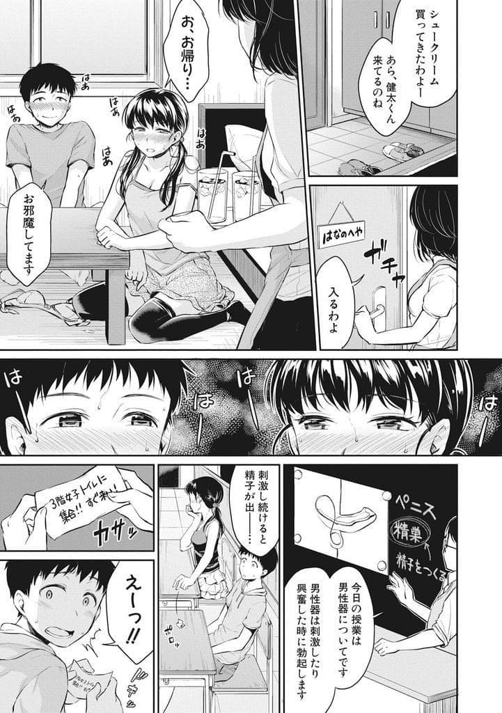 性の目覚めエロ漫画隣に住む幼馴染JSと性教育になぞって初SEXおっぱい鑑賞から始まり性器鑑賞放尿鑑賞から手マンで潮吹き最後は処女童貞